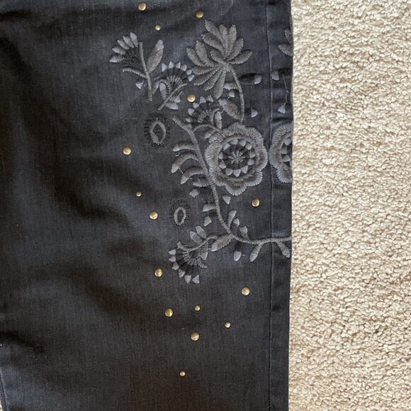 Tommy Hilfiger Tribeca Skinny Jeans Women's 14 Black Embroidered Studded Boho - Picture 2 of 13